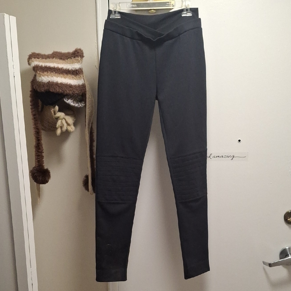 Rossignol Black Moto Skinny Pants V-Waist Crossover - Size L Inseam 32"